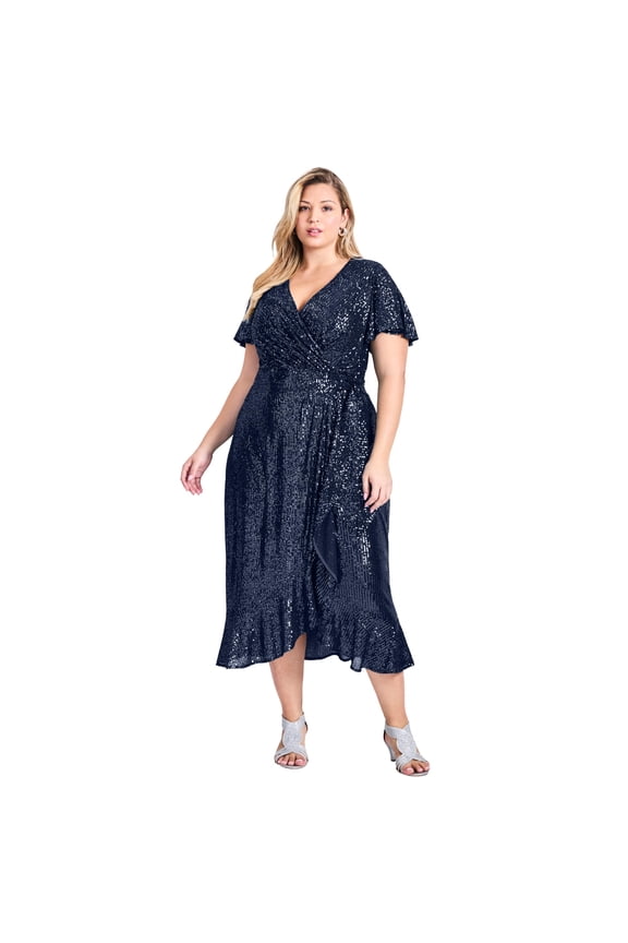 Women's Plus Size Nina Sequin Wrap Dress