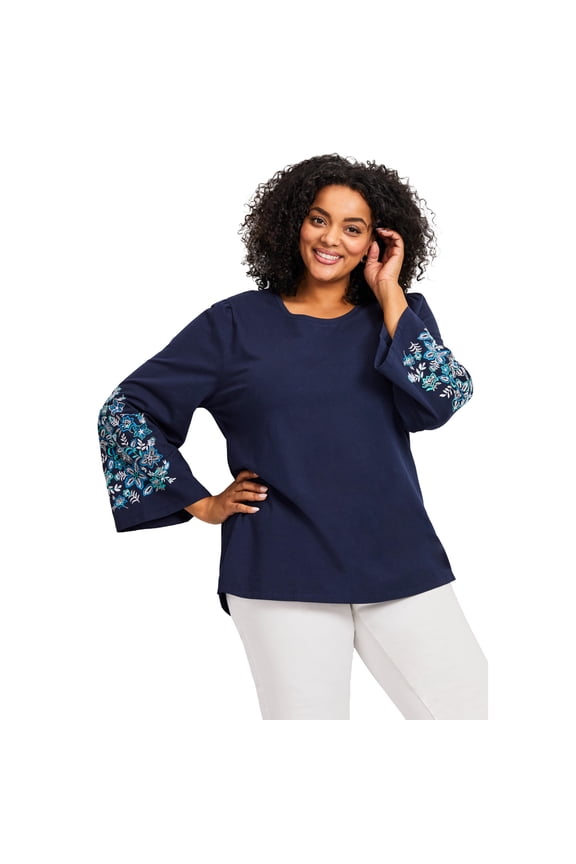 Women's Plus Size Novelty Bell Sleeve Top