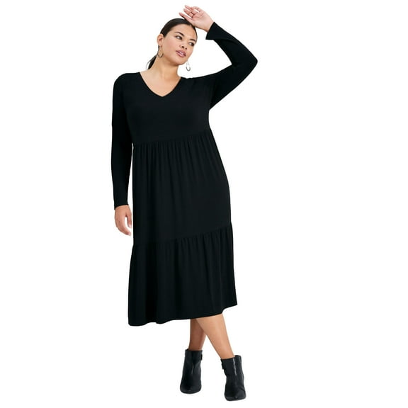 Avenue Women's Plus Size Nylah Tiered Knit Dress