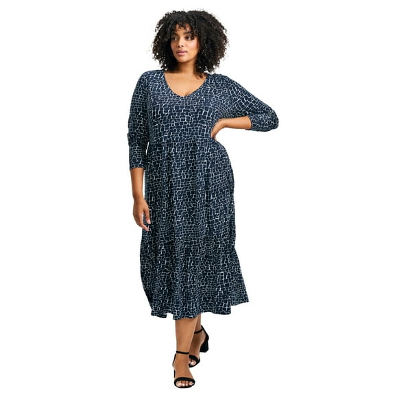 Avenue Women's Plus Size Nylah Tiered Knit Dress