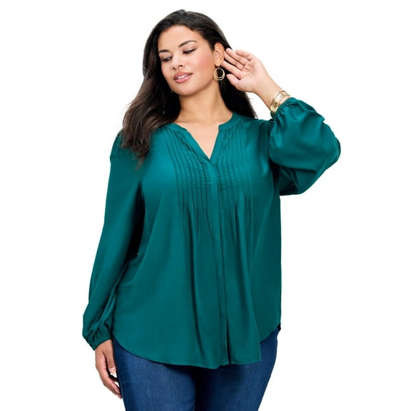 Avenue Women's Plus Size Olivia Pintuck Shirt