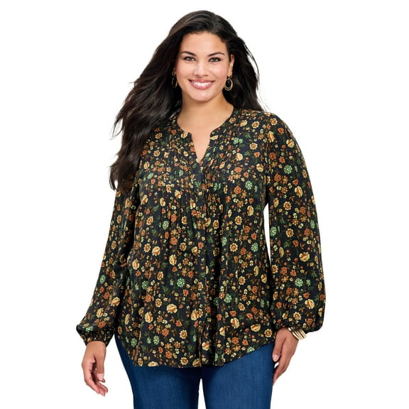 Avenue Women's Plus Size Olivia Pintuck Shirt