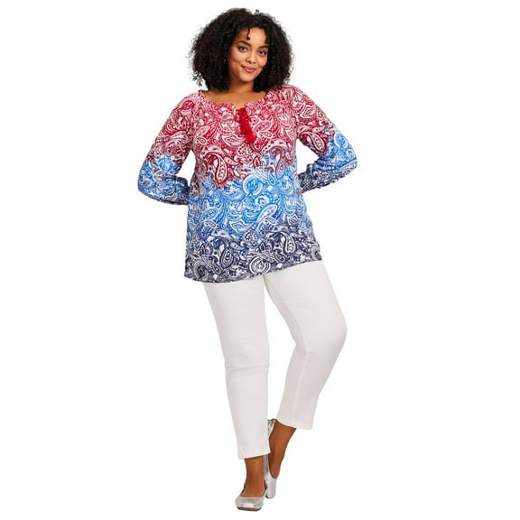 Avenue Women's Plus Size Ombre Print Top