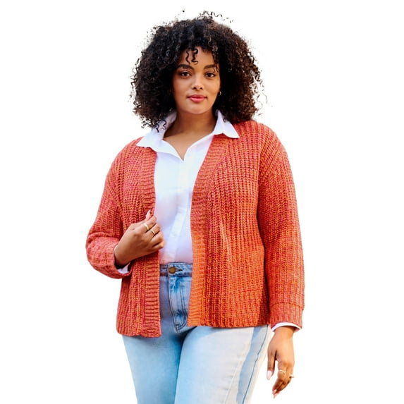 Avenue Women's Plus Size Open Front Cardigan Sweater