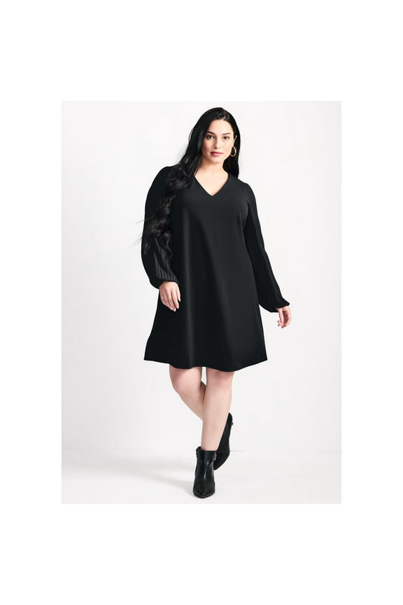 Women's Plus Size Paloma Blouson Pleated Sleeve Shift Dress