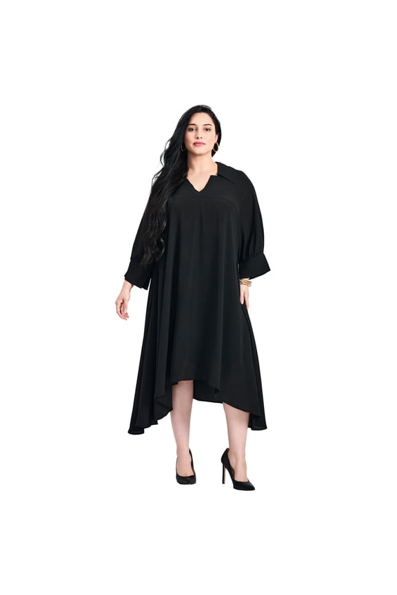 Women's Plus Size Parker Hanky Hem Collared Dress