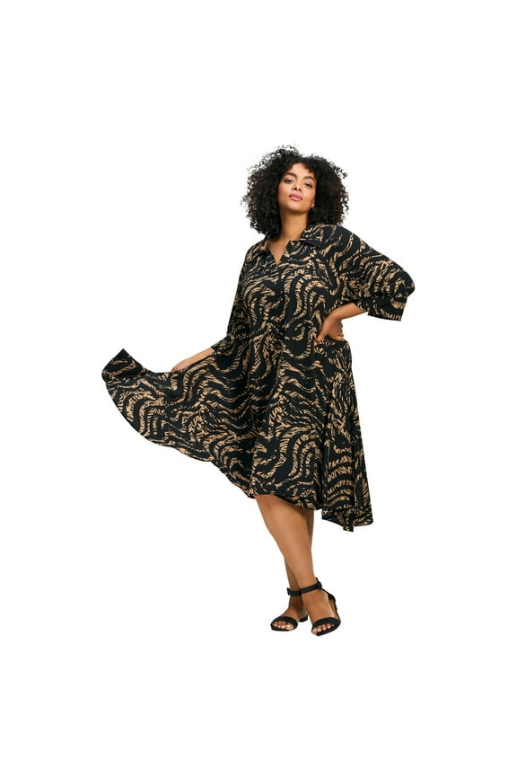 Women's Plus Size Parker Hanky Hem Collared Dress