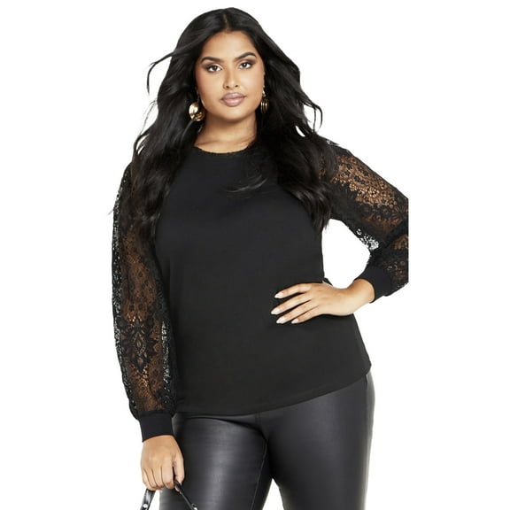 Avenue Women's Plus Size Parker Lace Long Sleeve Top