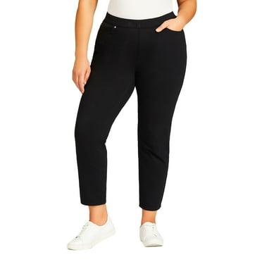 Avenue Women's Plus Size Petite Tapered Knit Pull On Jean