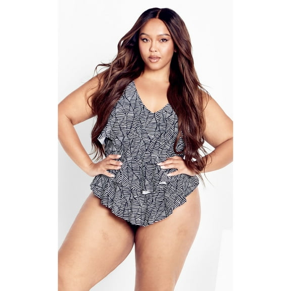 Avenue Women's Plus Size Pia V-Tiered Print 1 Piece