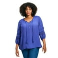 thumbnail image 1 of Avenue Women's Plus Size Pintuck Lace Peasant Top, 1 of 2