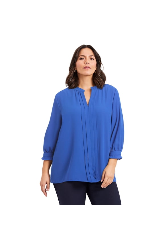 Women's Plus Size Pintuck Popover Top