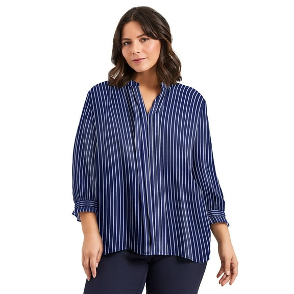 Avenue Women's Plus Size Pintuck Popover Top