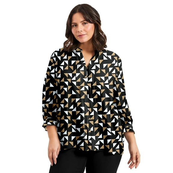 Avenue Women's Plus Size Pintuck Popover Top