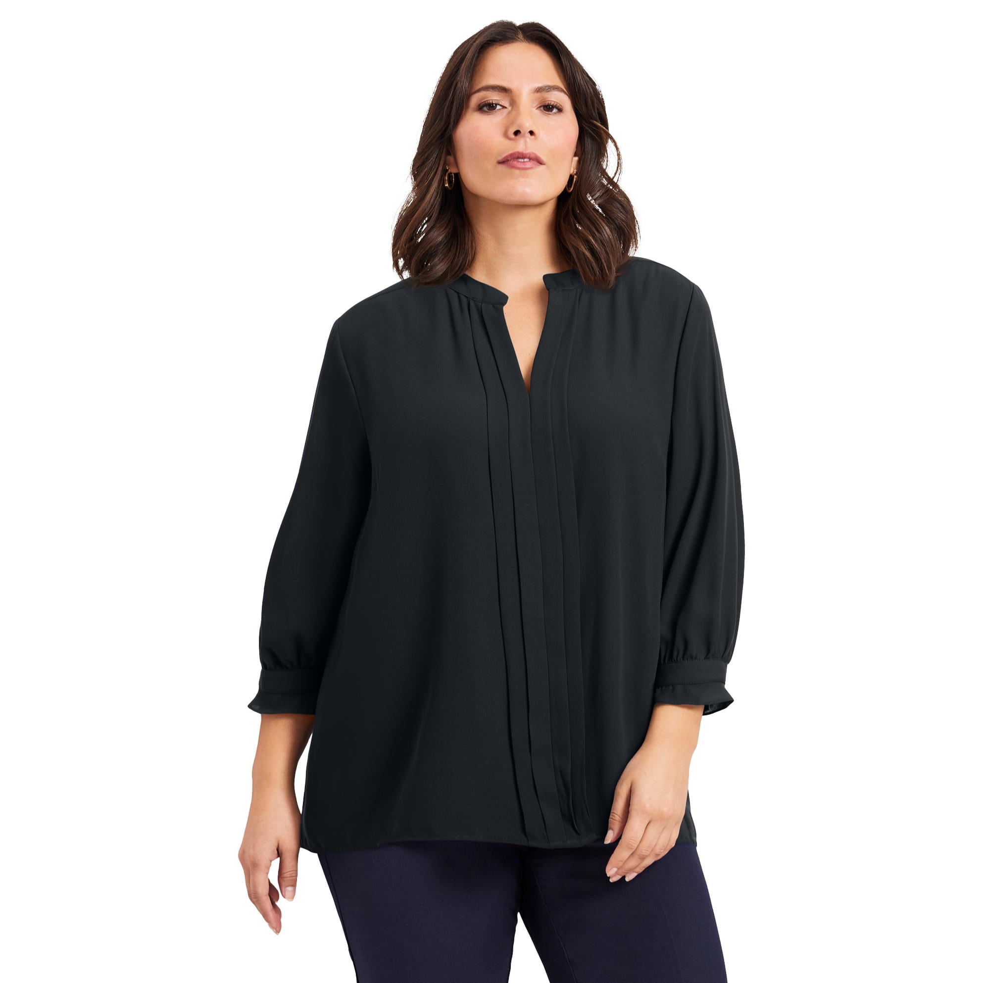 Avenue Women's Plus Size Pintuck Popover Top - Walmart.com