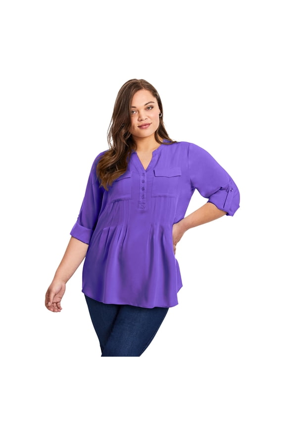 Women's Plus Size Pintuck Tunic