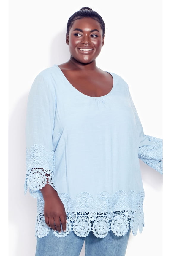 Women's Plus Size Plus Size Sylvie Crochet Top - Powder Blue