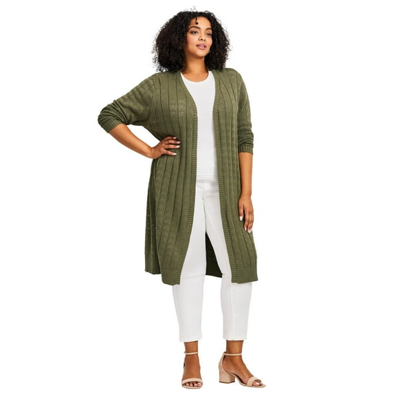 Avenue Women's Plus Size Pointelle Duster