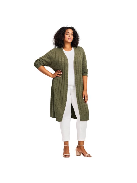 Women's Plus Size Pointelle Duster