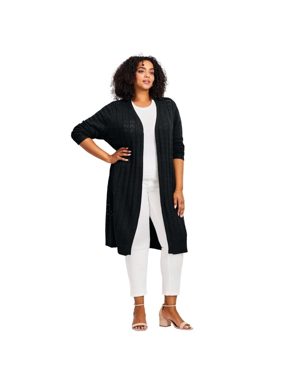 Women's Plus Size Pointelle Duster
