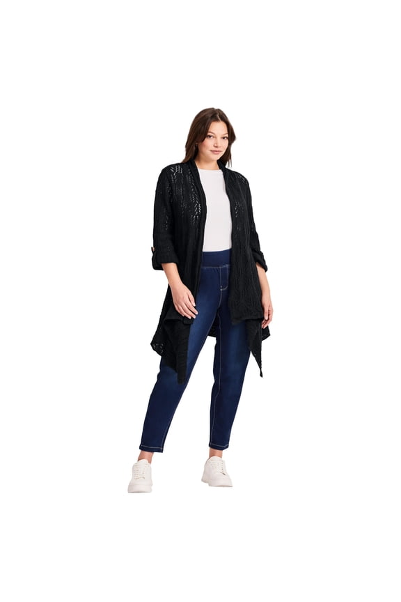 Women's Plus Size Pointelle Sweater Cardigan