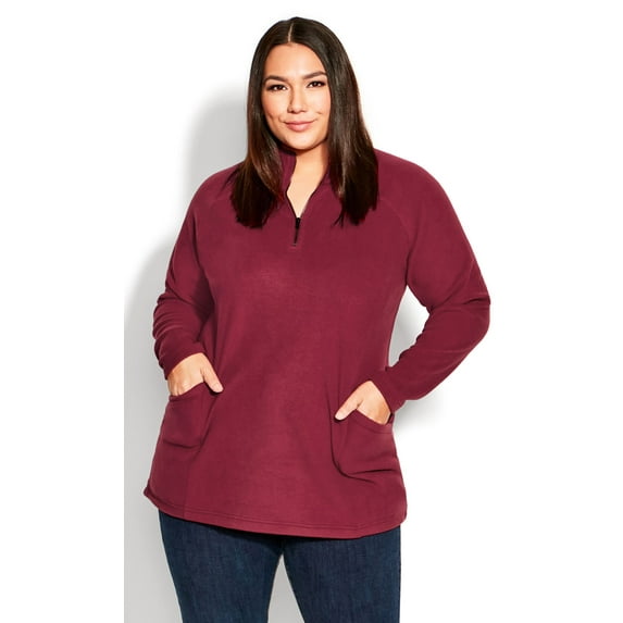 Avenue Women's Plus Size Polar Fleece Pocket Tunic Top