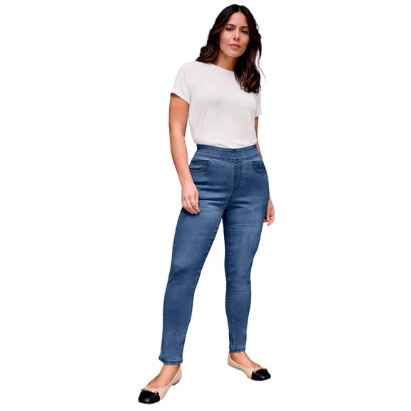 Avenue Women's Plus Size Pull On Straight Leg Jean