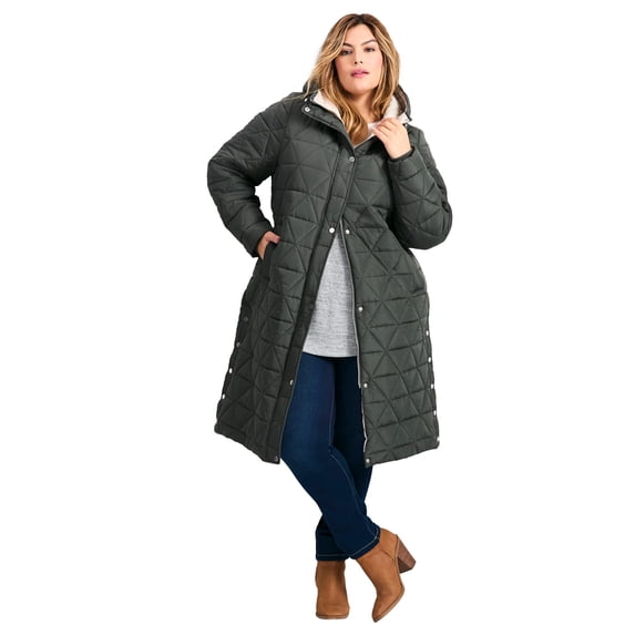 Avenue Women's Plus Size Quinn Longline Puffer Jacket