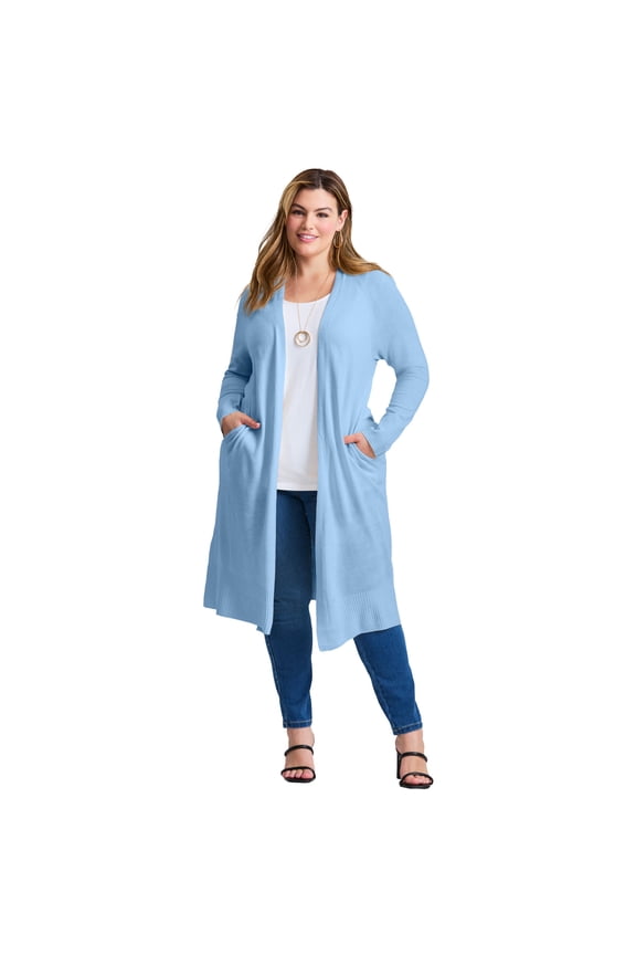 Women's Plus Size Raglan Sleeve Duster Cardigan