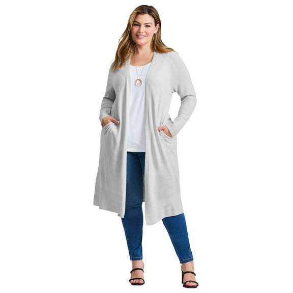 Avenue Women's Plus Size Raglan Sleeve Duster Cardigan