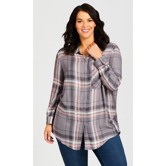 Avenue Women's Plus Size Regent Shirt Full-Length Shirt Sleeves With Button Cuffs Collar Neck