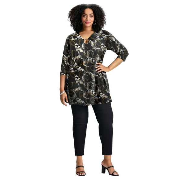 Avenue Women's Plus Size Ring Detail Tunic Top