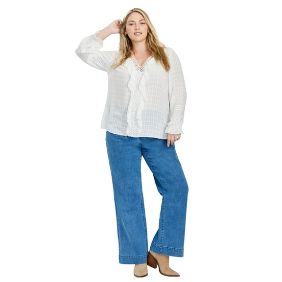 Avenue Women's Plus Size Ruffle Love Shirt