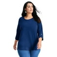 thumbnail image 1 of Avenue Women's Plus Size Sabrina Btn Dtl 3/4 Slv Top, 1 of 2