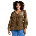 thumbnail image 1 of Avenue Women's Plus Size Scallop Trim Peasant Blouse, 1 of 2