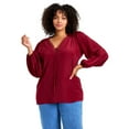 thumbnail image 1 of Avenue Women's Plus Size Scallop Trim Peasant Blouse, 1 of 2