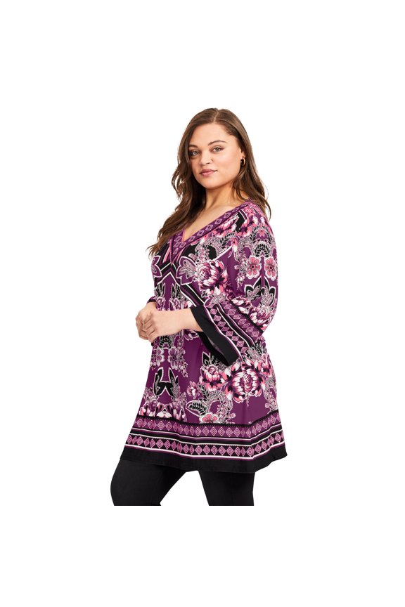 Women's Plus Size Scarf Print Tunic