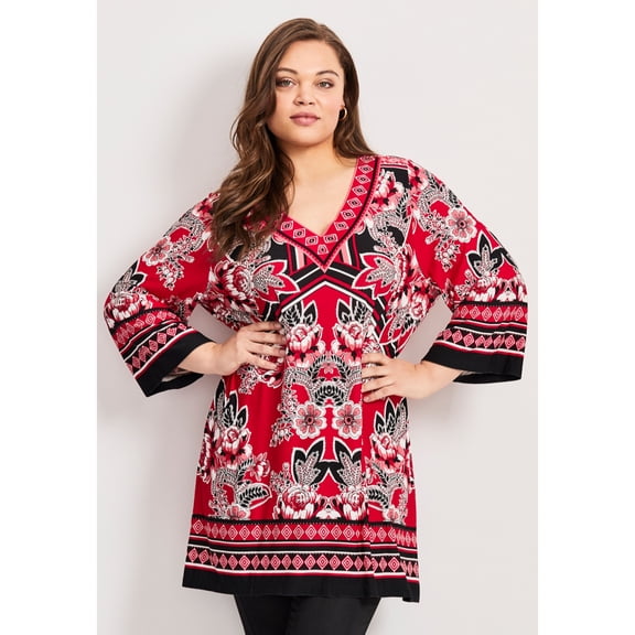 Avenue Women's Plus Size Scarf Print Tunic