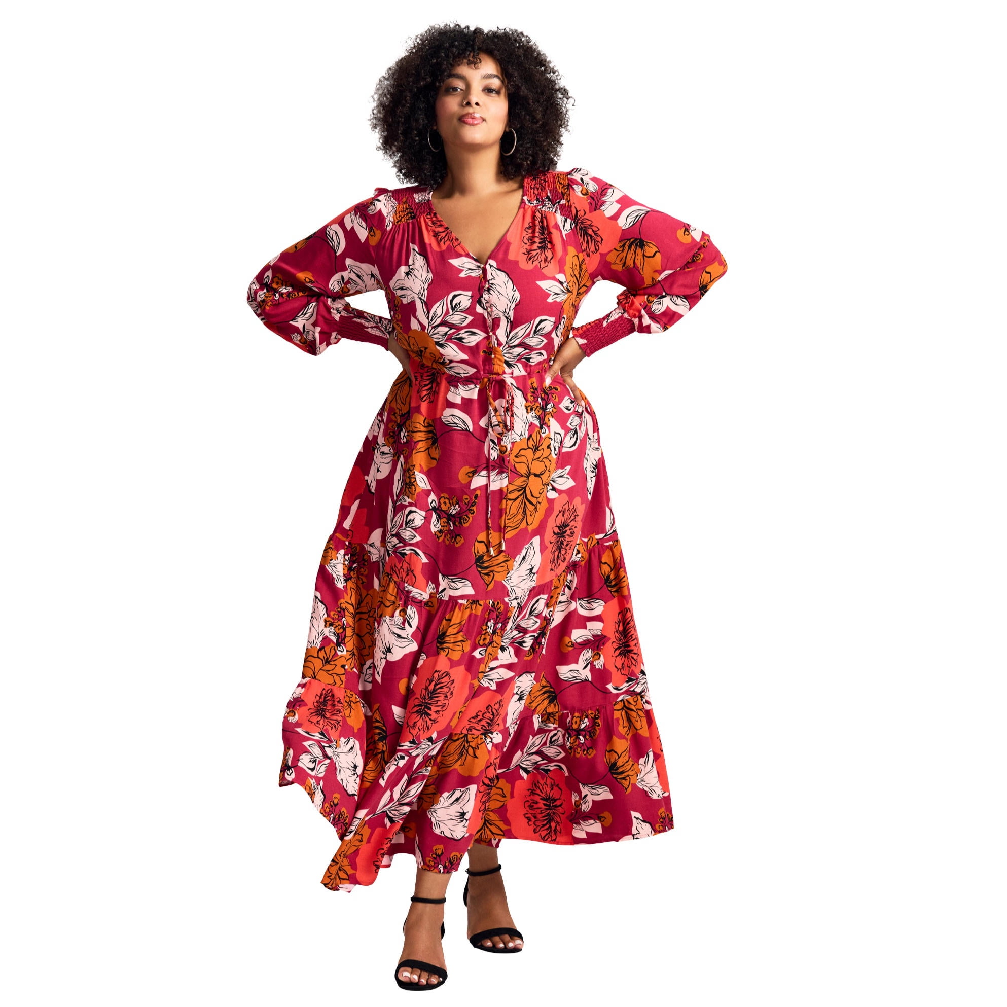 Avenue Women's Plus Size Second Nature Blouson Sleeve Maxi Dress -  Walmart.com
