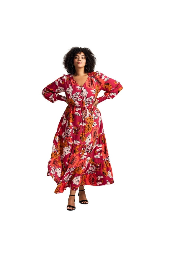 Women's Plus Size Second Nature Blouson Sleeve Maxi Dress