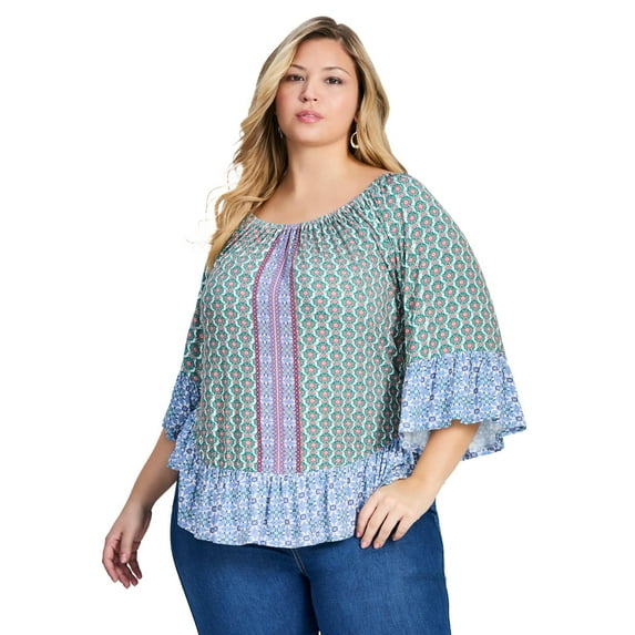 Avenue Women's Plus Size Serenity Ruffle Top
