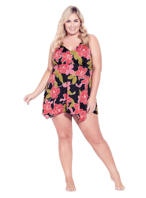 Women's Plus Size Sharkbite Print Swim Dress