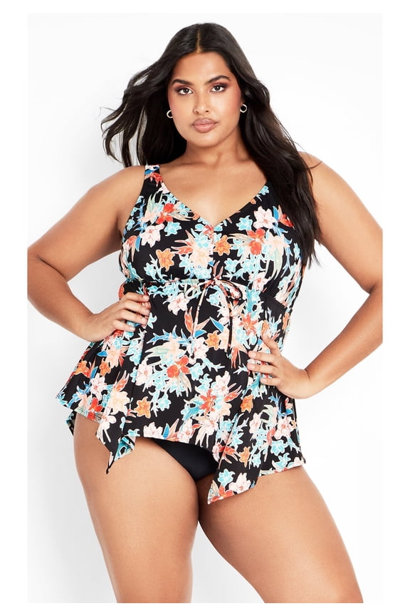 Women's Plus Size Sharkbite Print Tankini Top