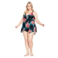 thumbnail image 1 of Avenue Women's Plus Size Sharkbite Print Tankini Top, 1 of 5