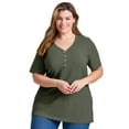 thumbnail image 1 of Avenue Women's Plus Size Short Sleeve Henley Tunic, 1 of 2