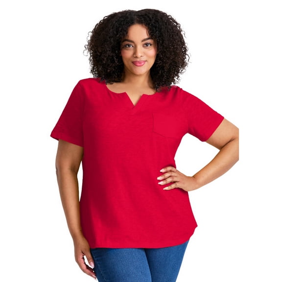 Avenue Women's Plus Size Short Sleeve Pocket Tee