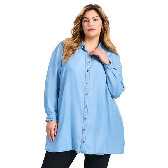 Avenue Women's Plus Size Sia Chambray Shirt