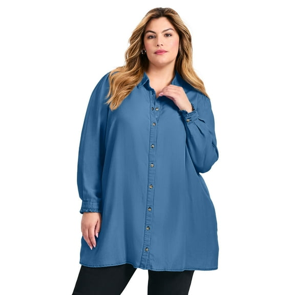 Avenue Women's Plus Size Sia Chambray Shirt