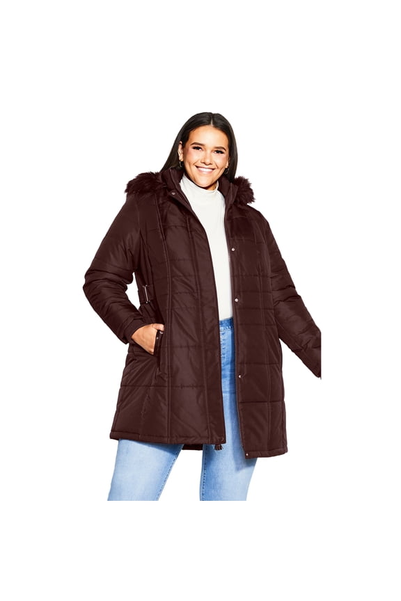 Women's Plus Size Side Belt Puffer Coat