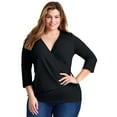 thumbnail image 1 of Avenue Women's Plus Size Side Ruched Faux Wrap Top, 1 of 2